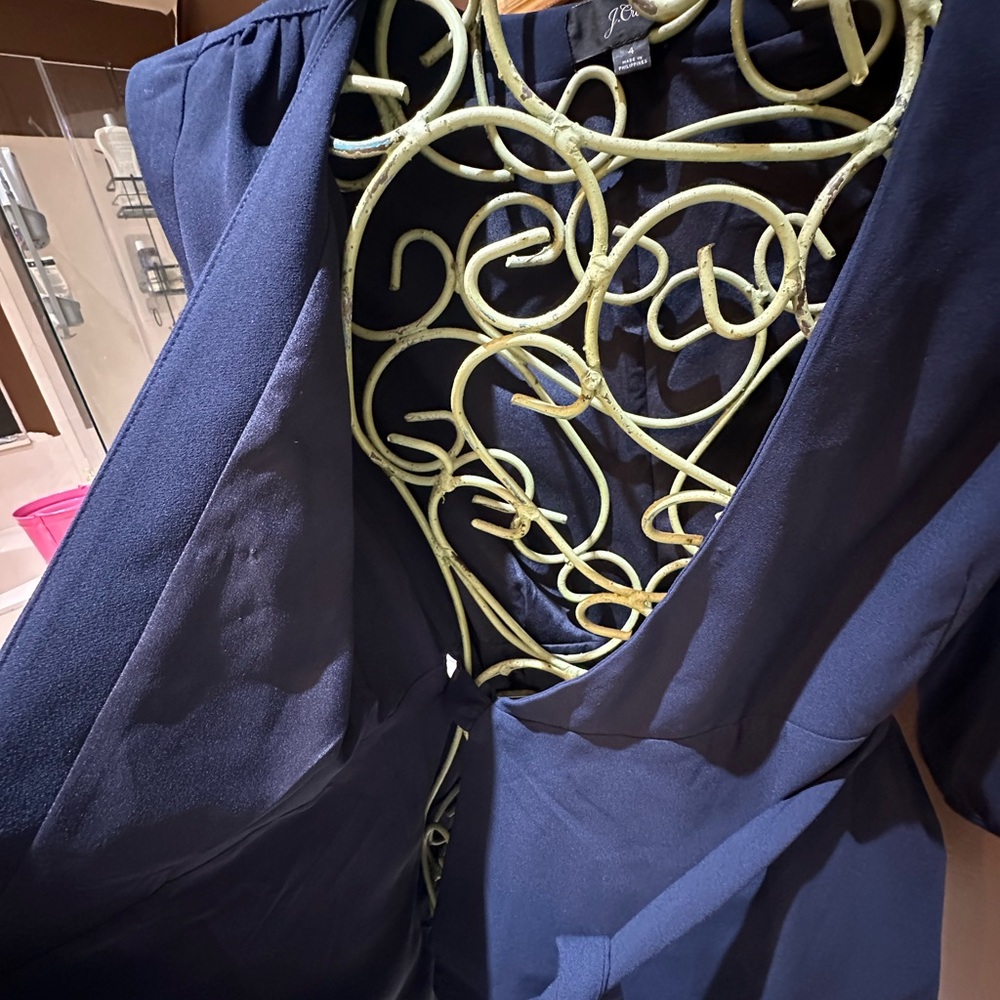 J. Crew Navy Wrap Mini Dress with Tie Waist - Picture 10 of 12